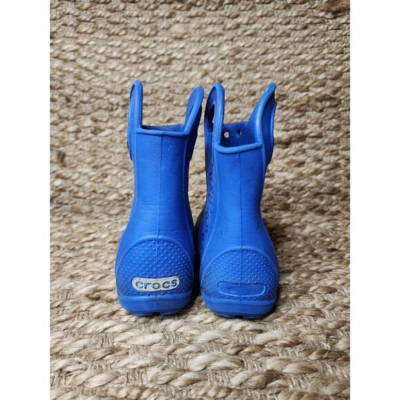 Crocs 12803 Kids Blue Rubber Pull On With Handles Outdoor Rain Boots Size c 6 - Picture 8 of 11